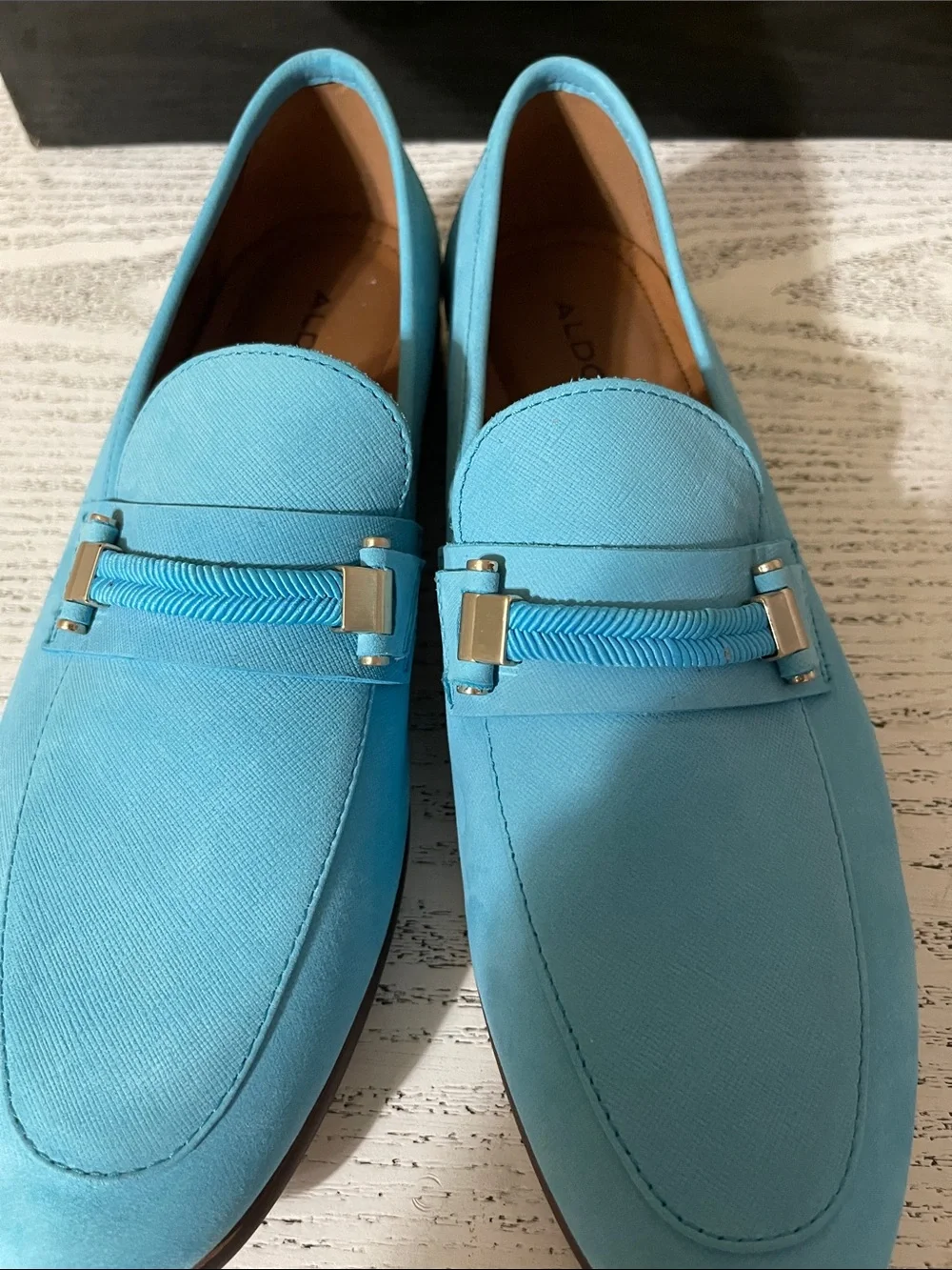 Men's Light Blue Slip-On Loafers with Decorative horse Bit size 8